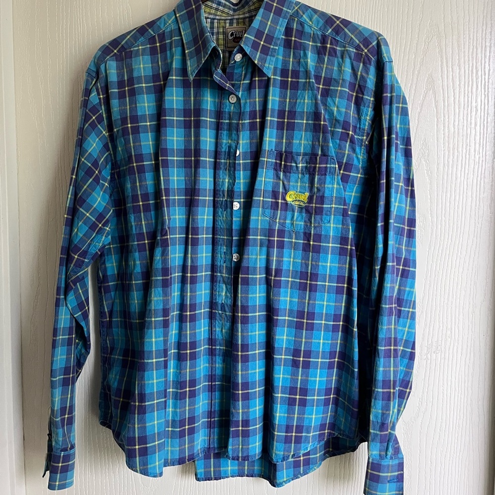 Cruel Girl blue plaid western shirt